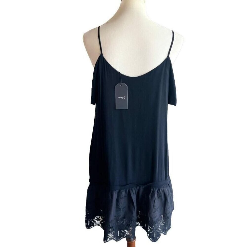 Nasty Gal Very J Jo Cold Shoulder Embroidered Dress Black Size M - Picture 12 of 14